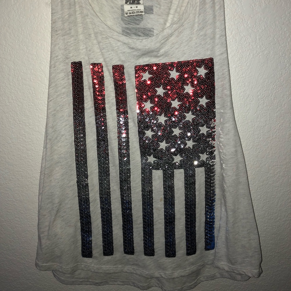 PINK bling American Flag Tank top